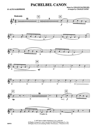 Pachelbel Canon: E-flat Alto Saxophone