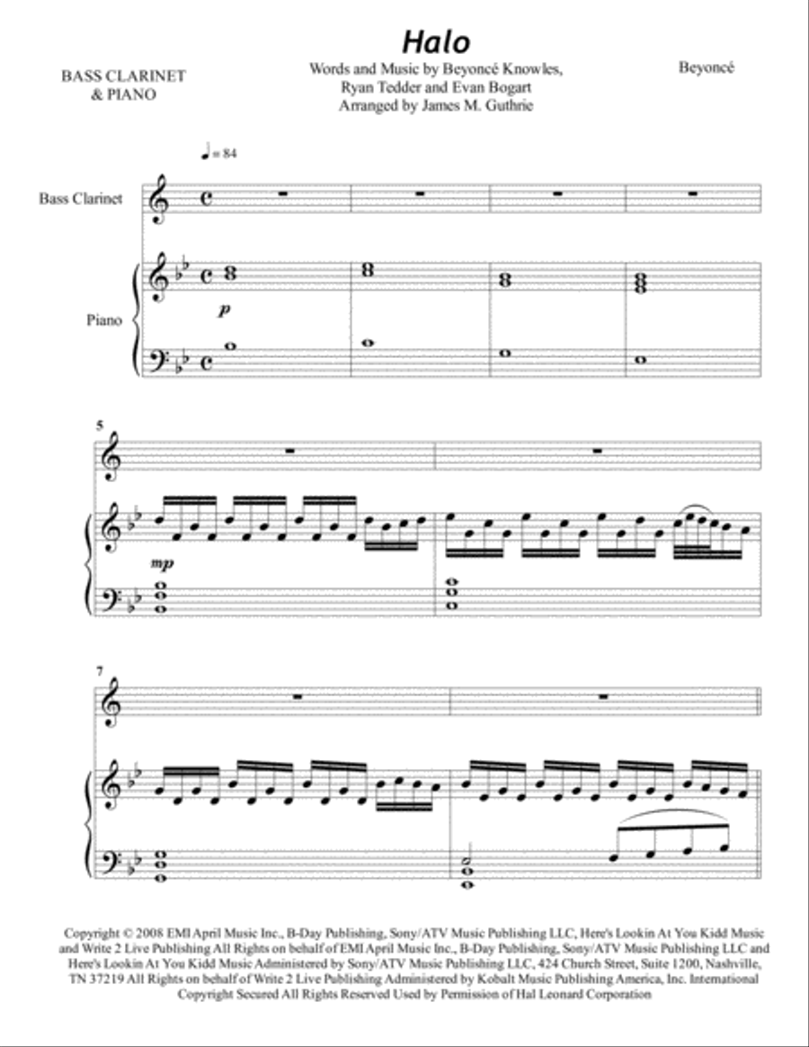 Halo Bass Clarinet scores gallery preview page 1