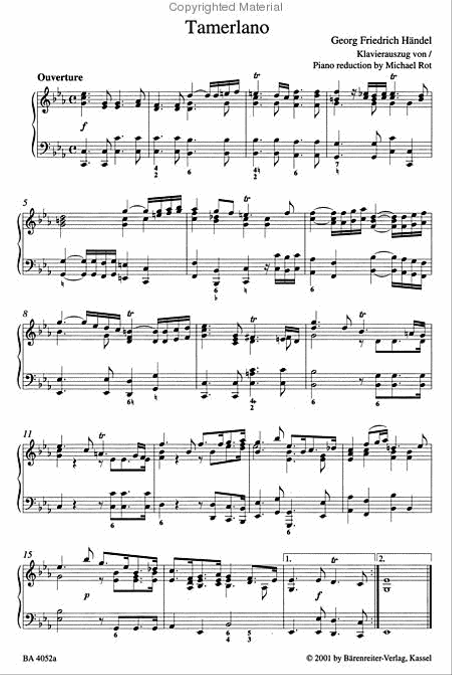 Tamerlano HWV 18 Recorder scores gallery preview page 3