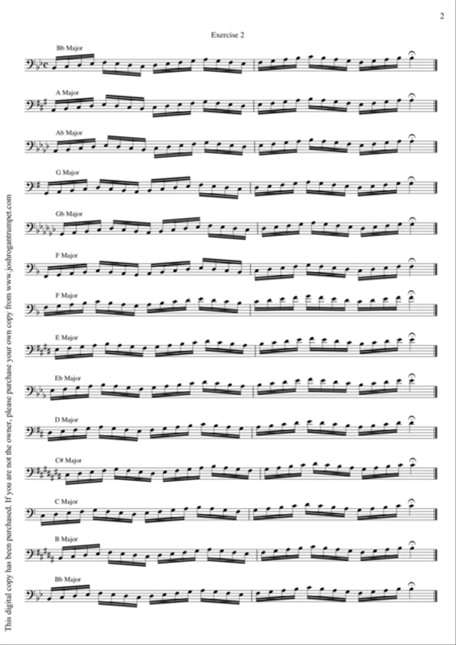 Scales in All Keys- For Trombone (Bass Clef) Small Ensemble scores gallery preview page 3
