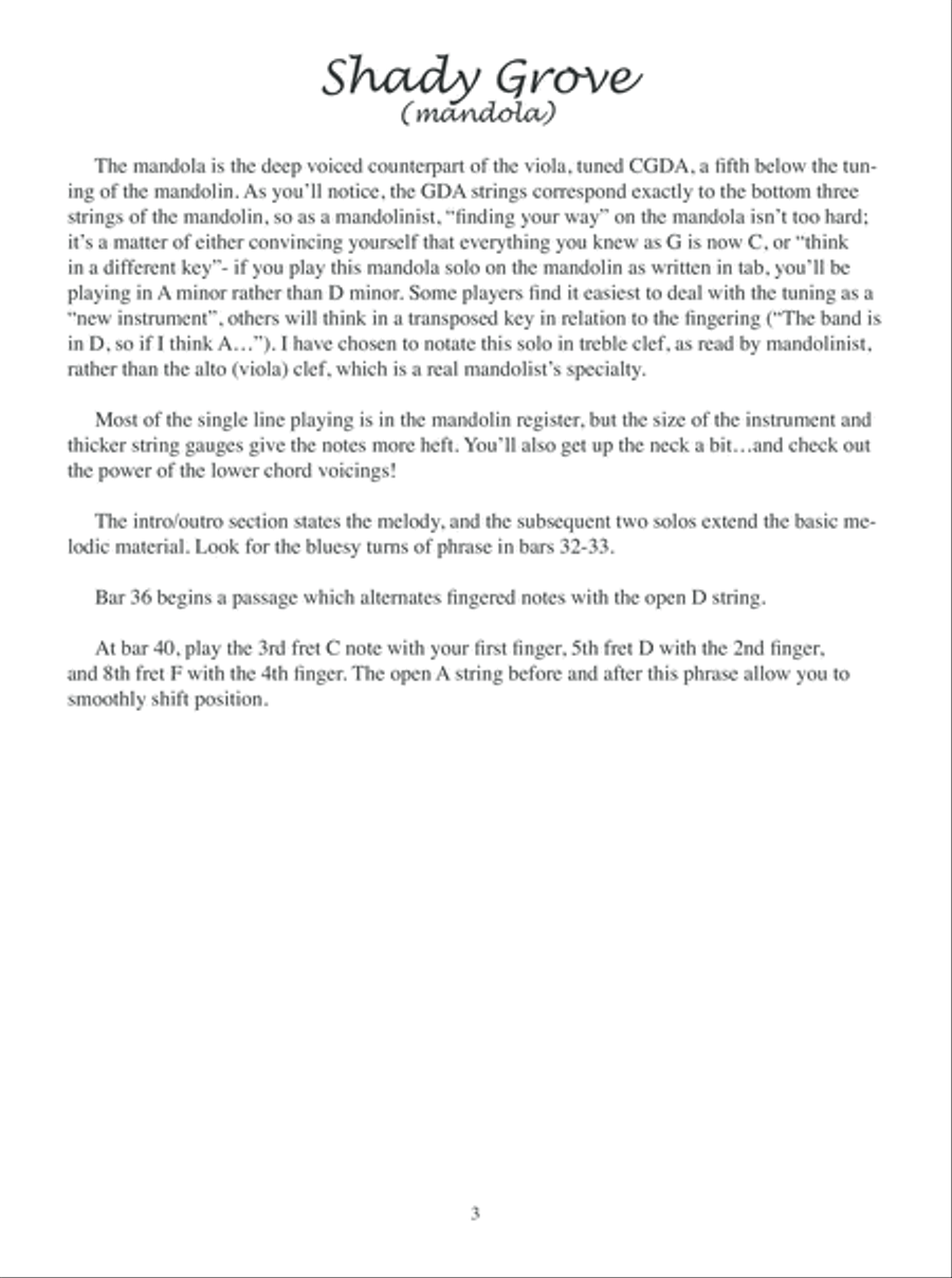 Shady Grove: Mandolin Solos by David Grisman Mandolin scores gallery preview page 4