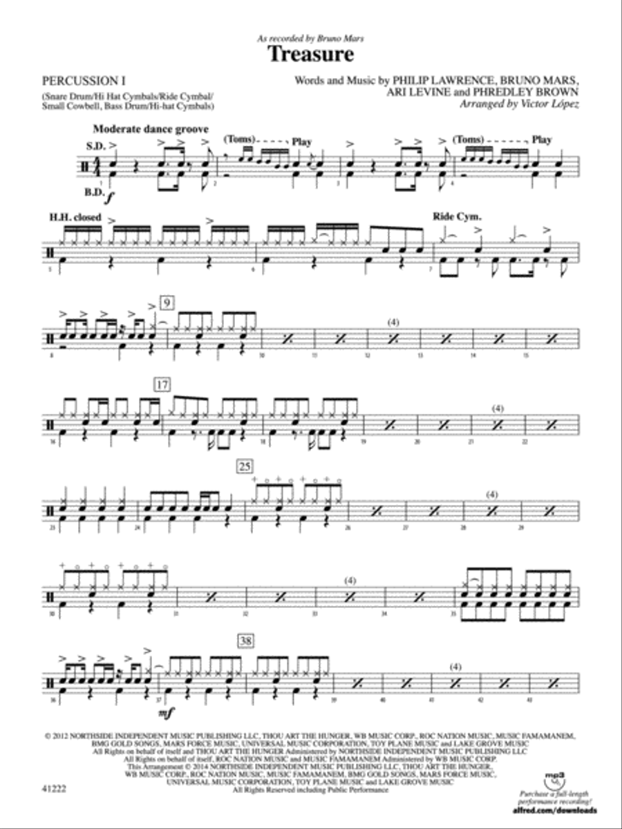 Treasure: 1st Percussion Full Orchestra scores gallery preview page 1