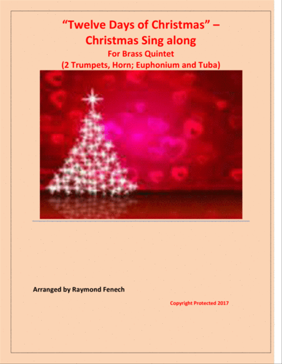Twelve Days of Christmas - Christmas Sing along (For Brass Quintet - 2 Trumpets, Horn, Euphonium and Brass Quintet scores gallery preview page 1