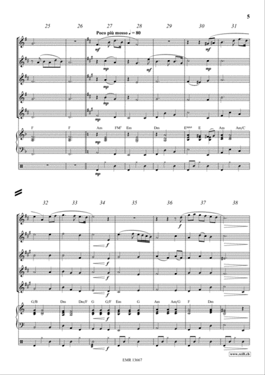The Last Rose Of Summer Saxophone Quintet scores gallery preview page 5