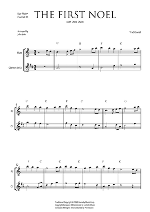 The First Noel (Duet Flute and Clarinet in Bb, with Chord Chart)