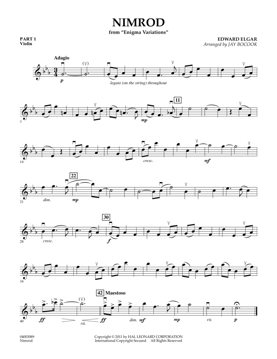 Nimrod (from Enigma Variations) - Pt.1 - Violin