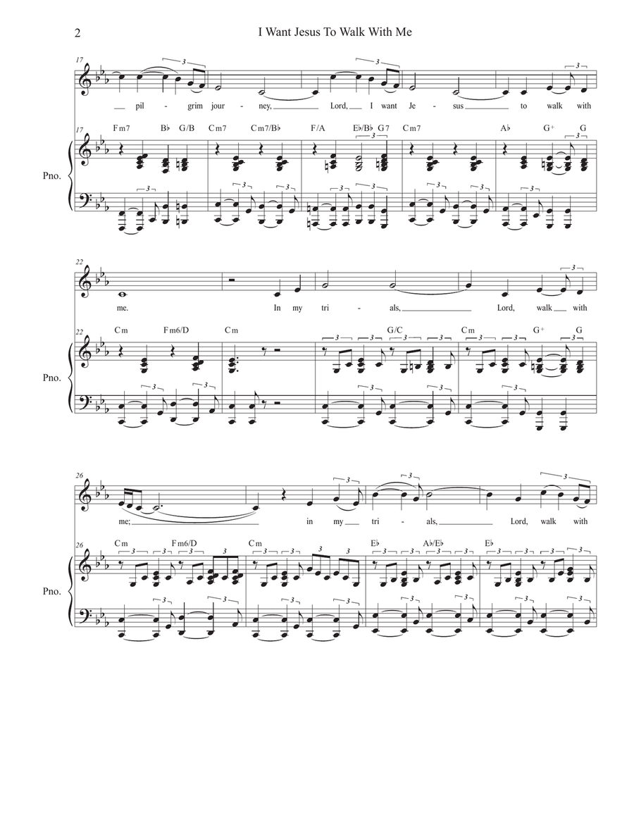 I Want Jesus To Walk With Me (Vocal solo - High Key) Piano, Vocal scores gallery preview page 2