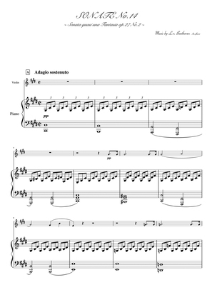 Book cover for Piano Sonata No. 14 (op.27-2) violin &piano