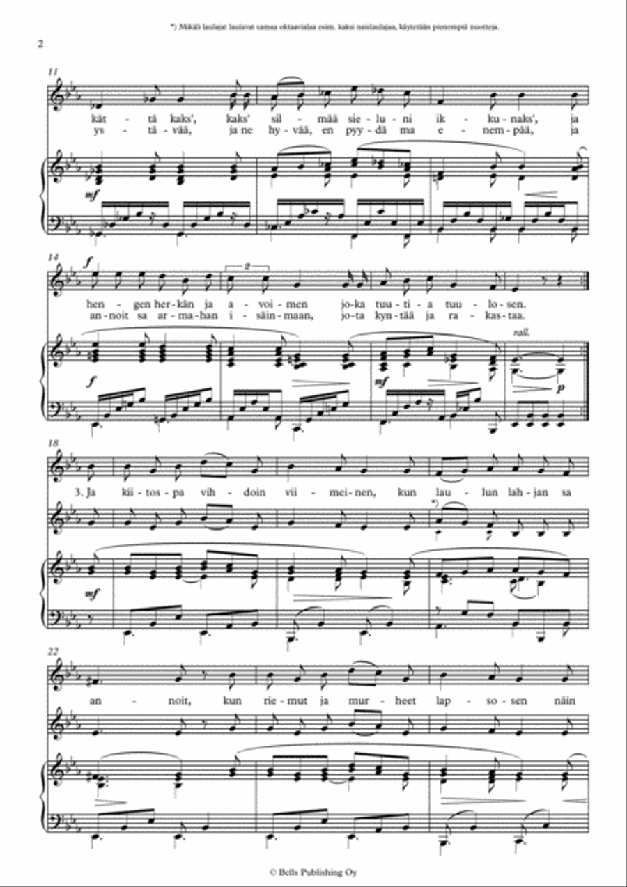 Oi, kiitos sa Luojani armollinen, Op. 62 No. 2 (E-flat Major) SA scores gallery preview page 2