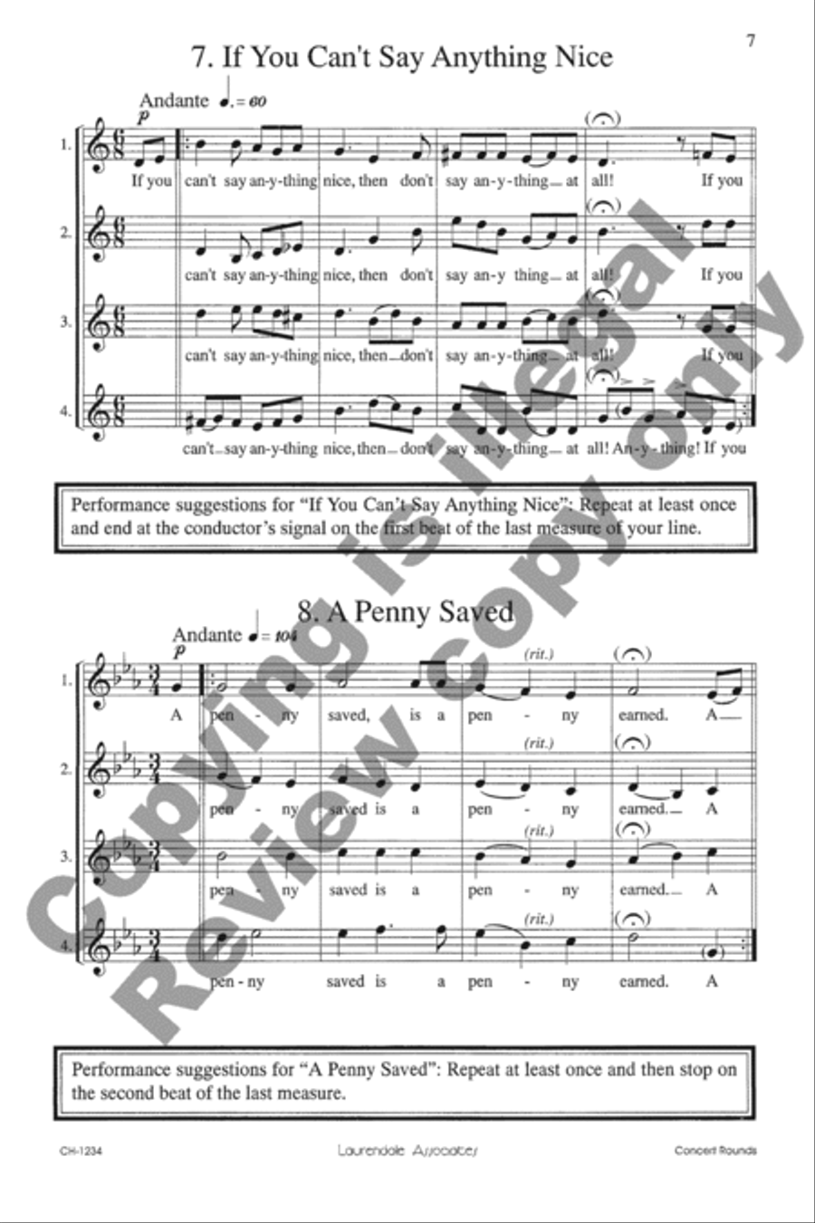 Concert Rounds on Old Sayings Unison Choir scores gallery preview page 21