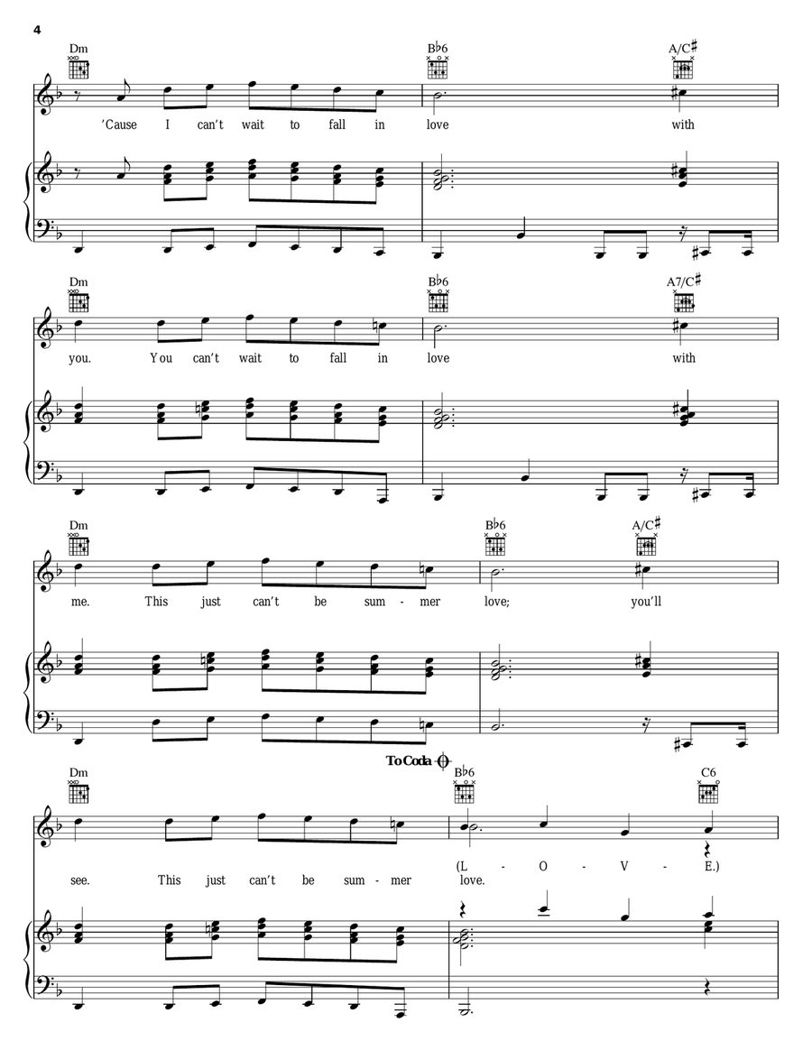 Summer Love (Set The Mood Prelude) Piano, Vocal, Guitar scores gallery preview page 4