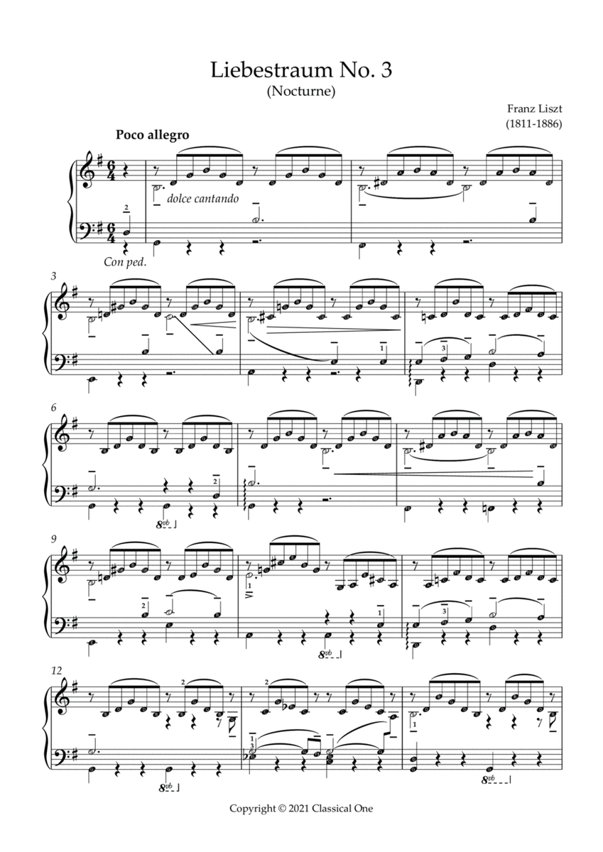 Liszt - Liebestraum No.3(With Note name)