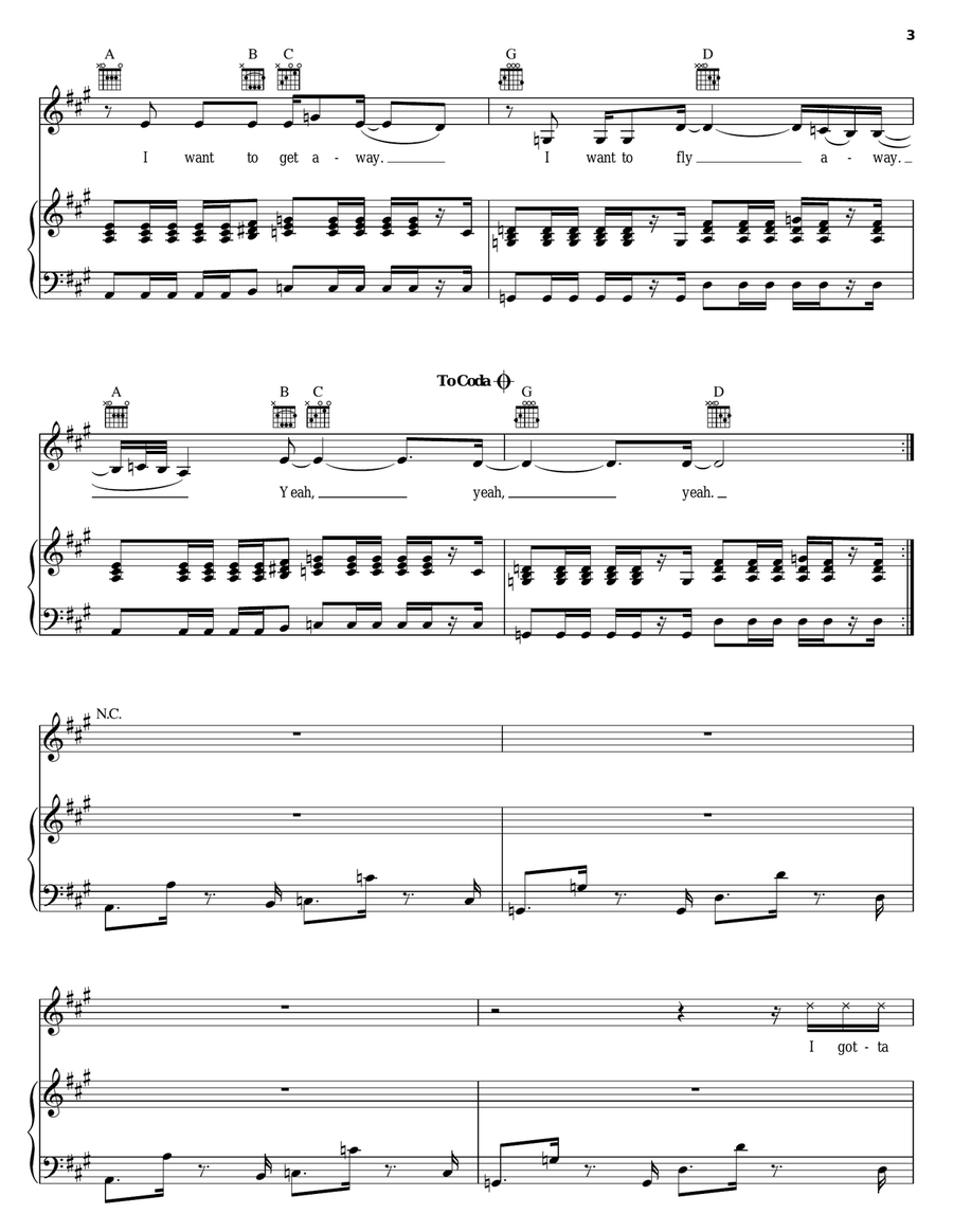 Fly Away Piano, Vocal, Guitar scores gallery preview page 3