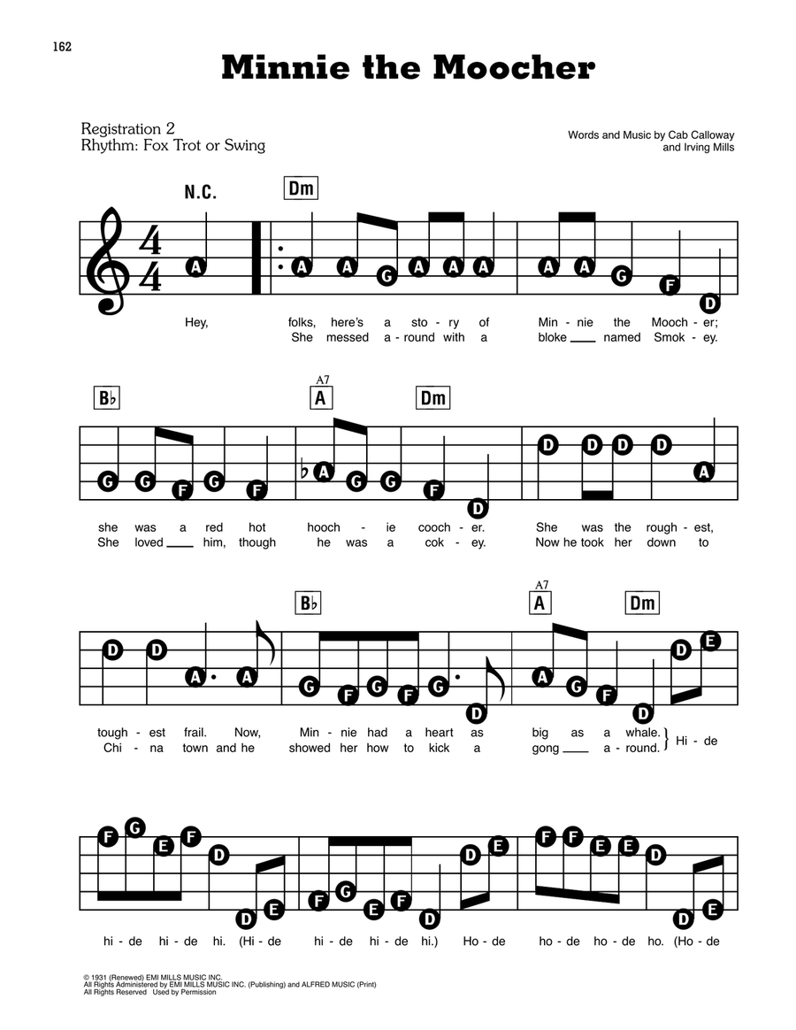 Minnie The Moocher Electronic Keyboard scores gallery preview page 1