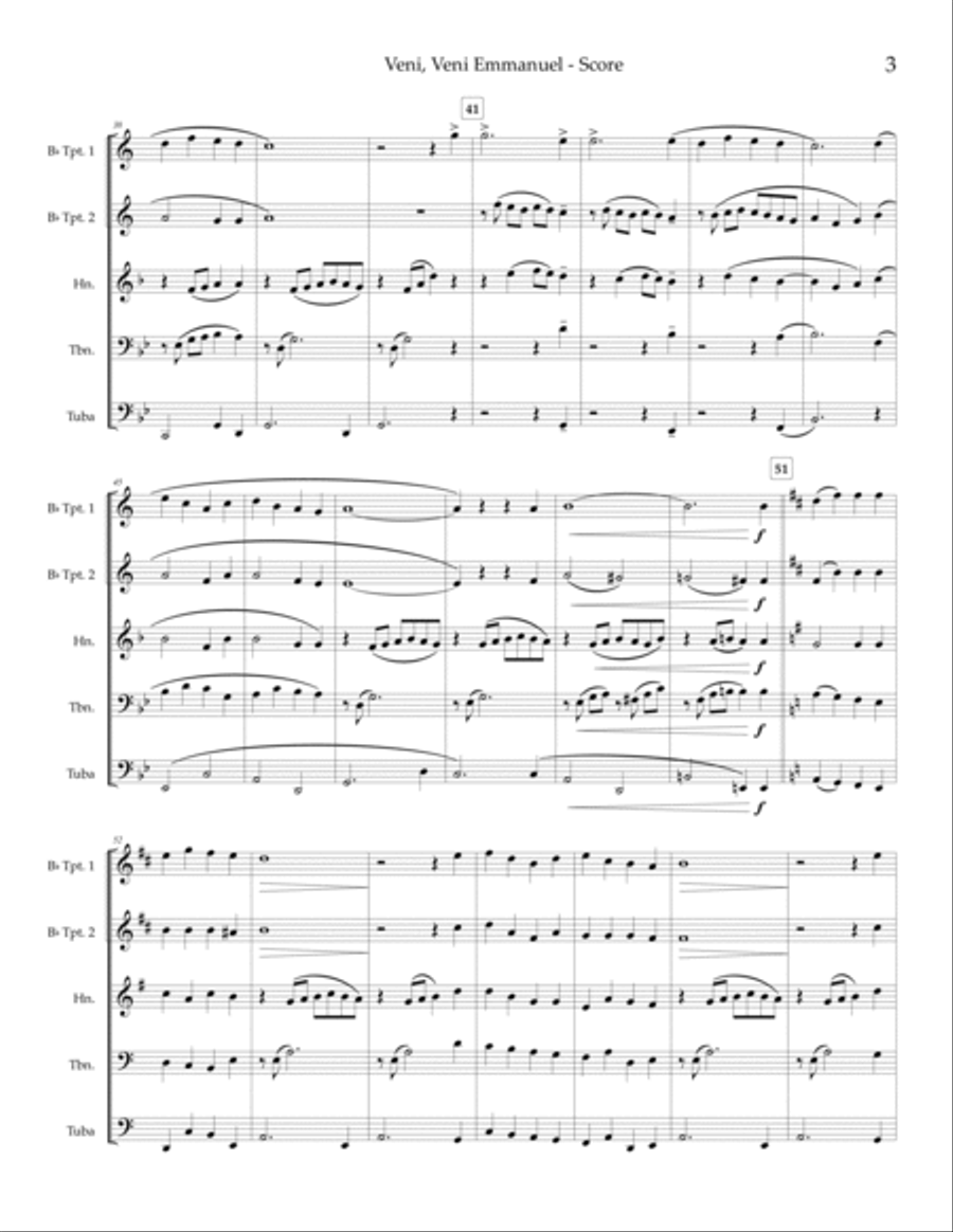 Veni, Veni Emmanuel - an Advent anthem for brass Horn scores gallery preview page 5