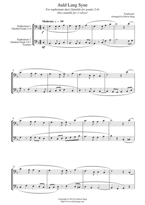 Auld Lang Syne (for euphonium duet (bass clef, 3 or 4 valved), suitable for grades 2-6)