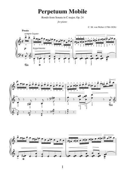 Perpetuum Mobile by Carl Maria Von Weber for piano solo