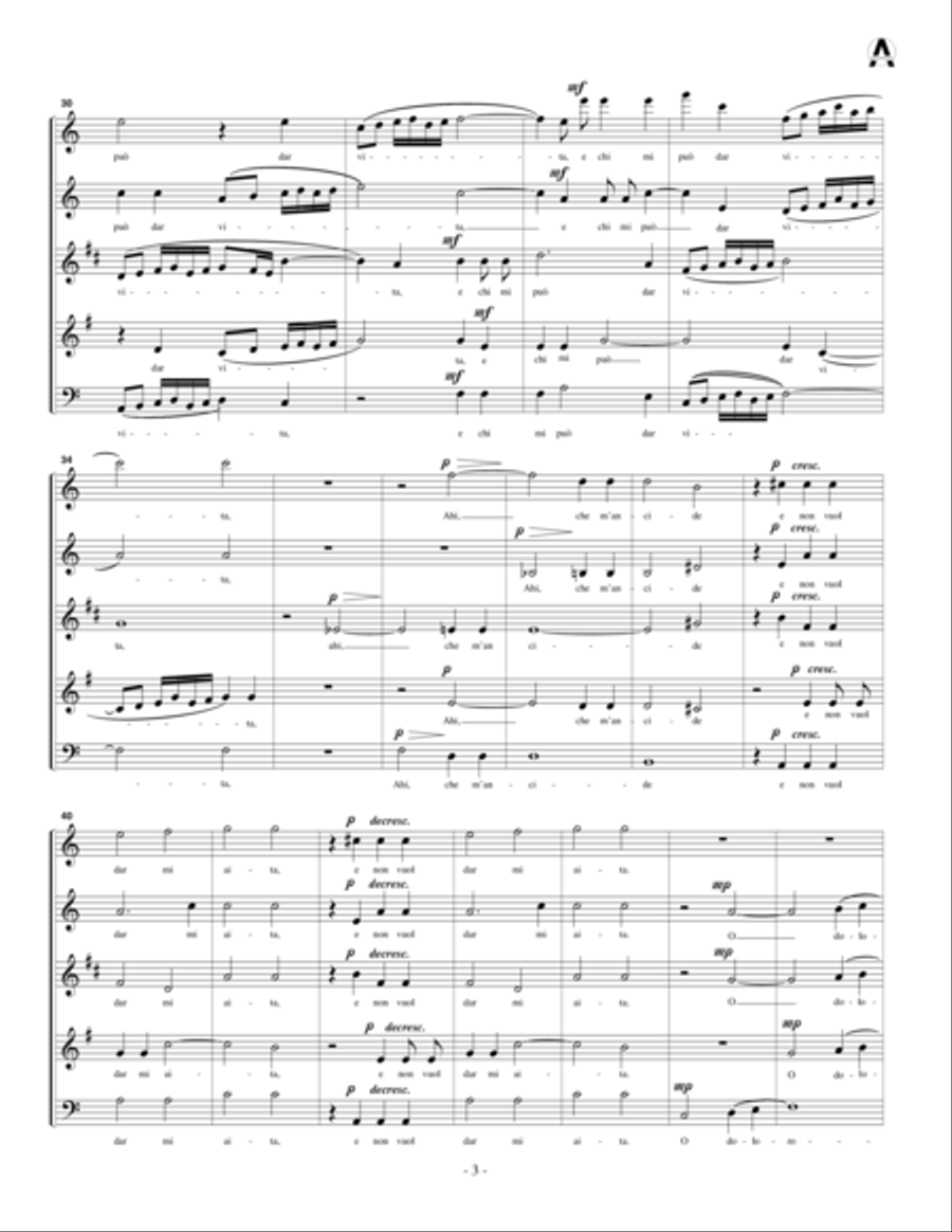 Moro lasso al mio duolo (for woodwind quintet) Woodwind Quintet scores gallery preview page 5