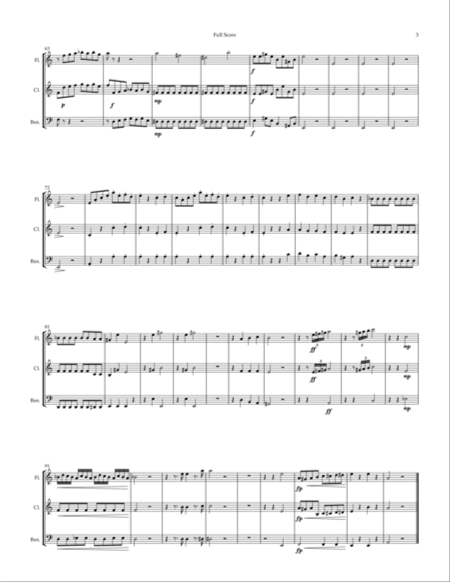 The Magic Flute - Queen of The Night Aria (W. A. Mozart) for Woodwind Trio Accompaniment Woodwind Trio scores gallery preview page 3