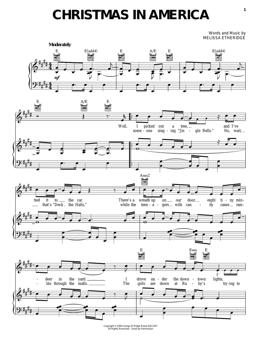Christmas In America Christmas In America Piano, Vocal, Guitar scores gallery preview page 1