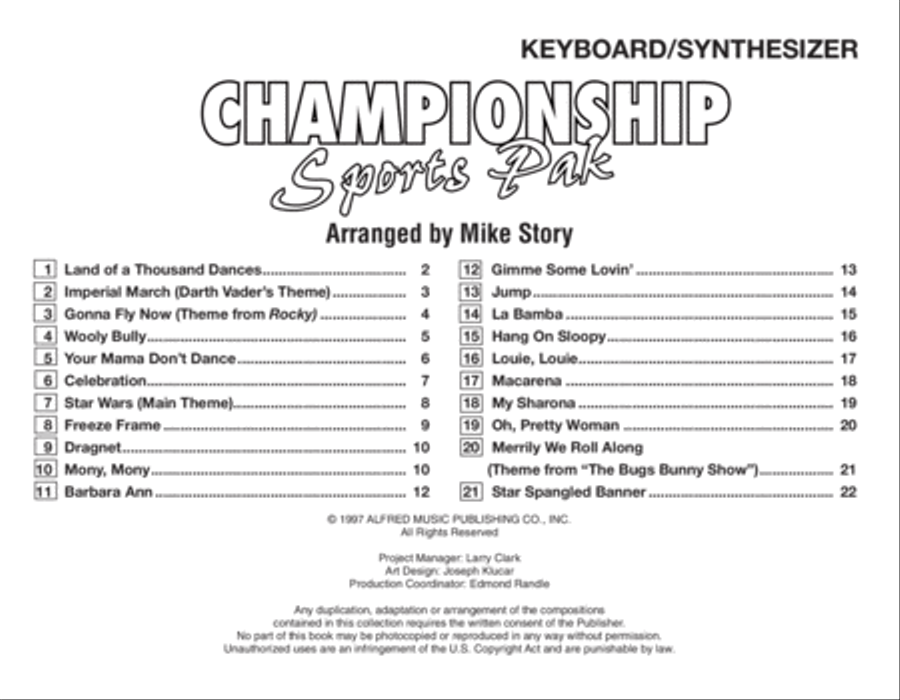 Championship Sports Pak - Keyboard/Synthesizer Marching Band scores gallery preview page 2
