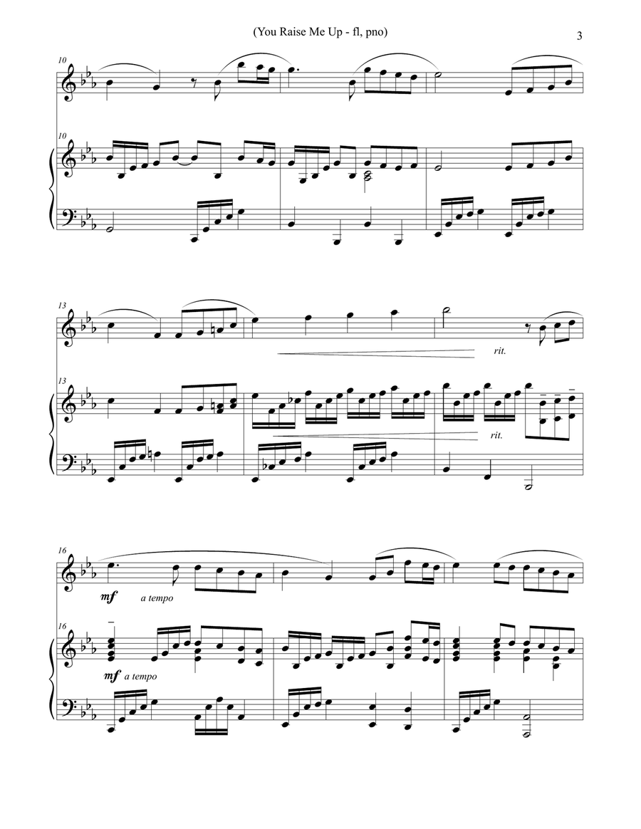 You Raise Me Up Flute Solo scores gallery preview page 3