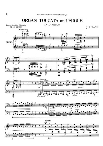 Toccata and Fugue in D Minor for Solo Piano