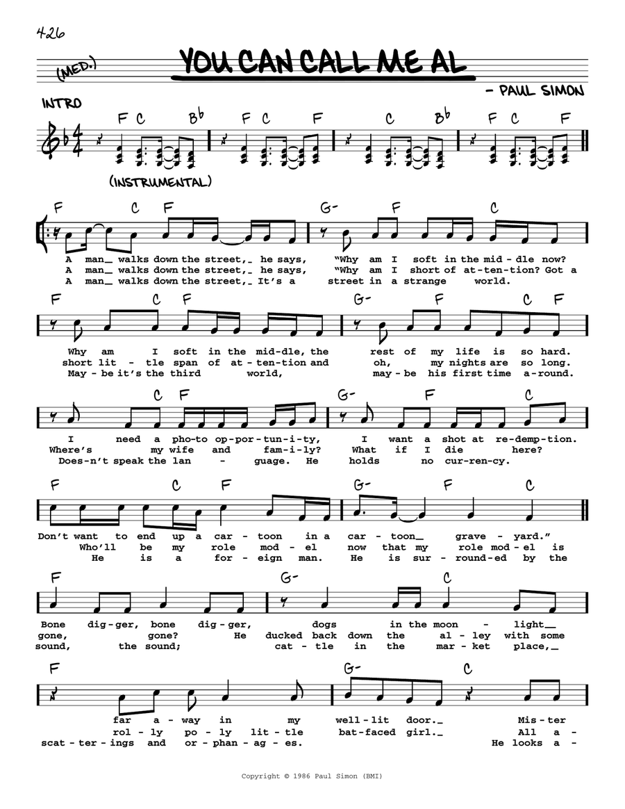 You Can Call Me Al Voice scores gallery preview page 1