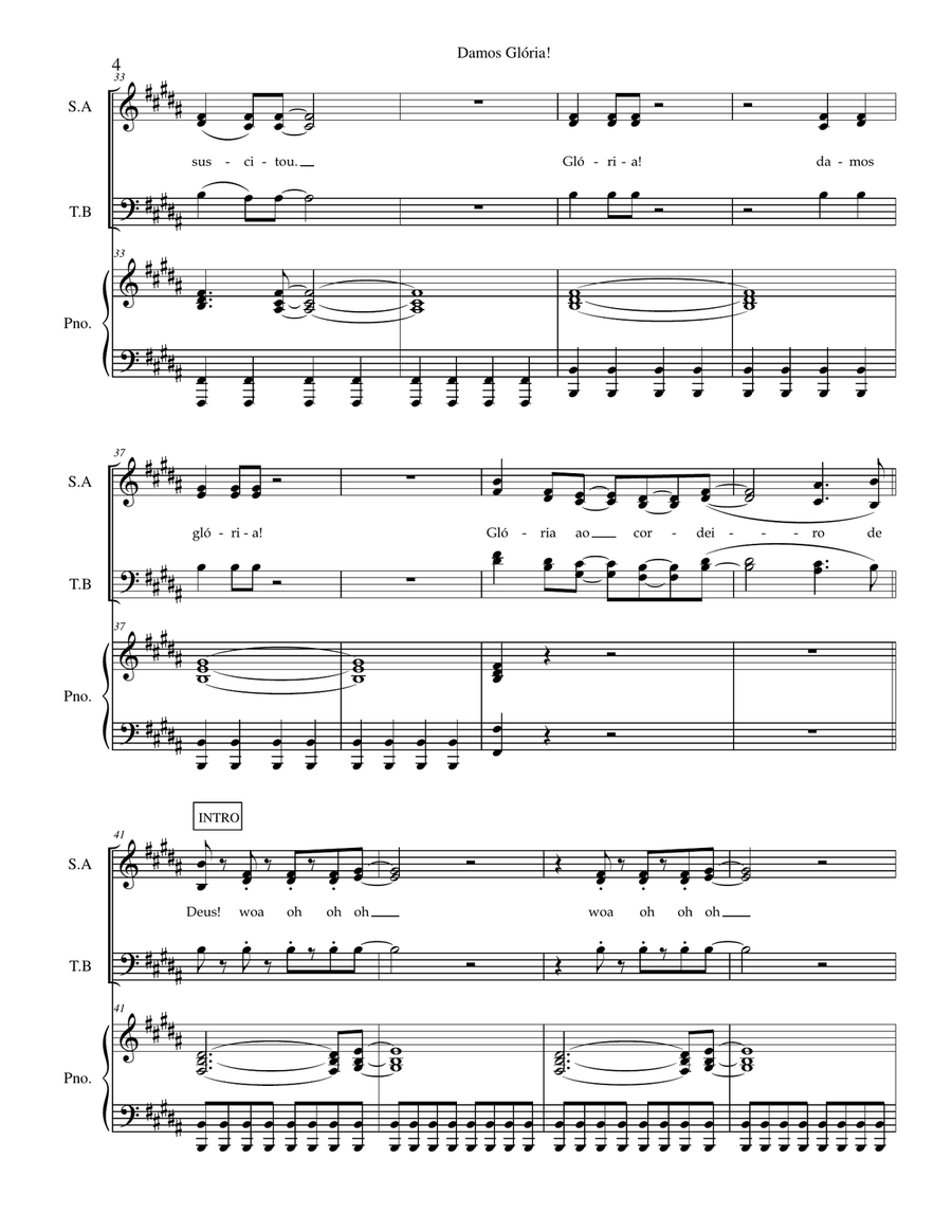 Damos Gloria (SATB com Piano) - PORTUGUES 4-Part scores gallery preview page 4