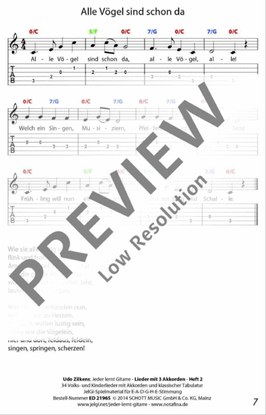 Jeder lernt Gitarre - Lieder mit 3 Akkorden Heft 2 Classical Guitar scores gallery preview page 8