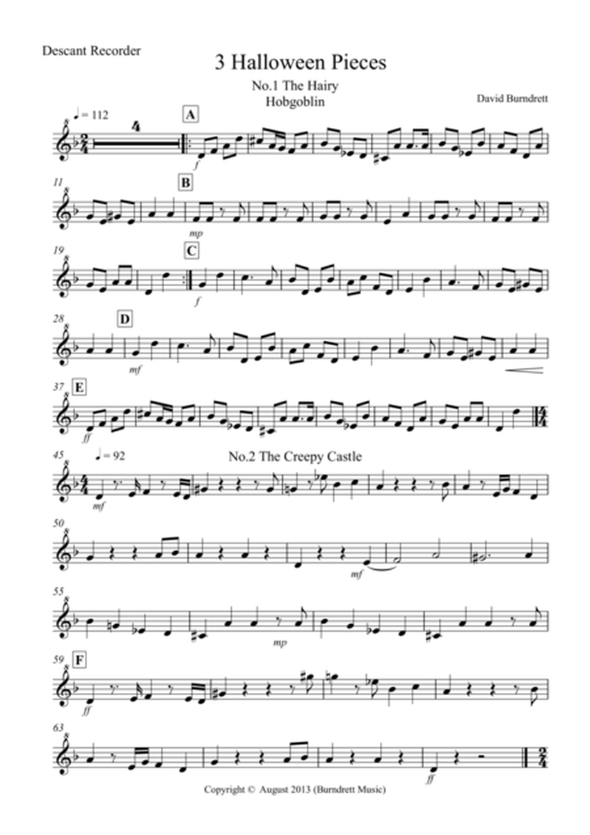 3 Halloween Pieces for Descant Recorder and Piano