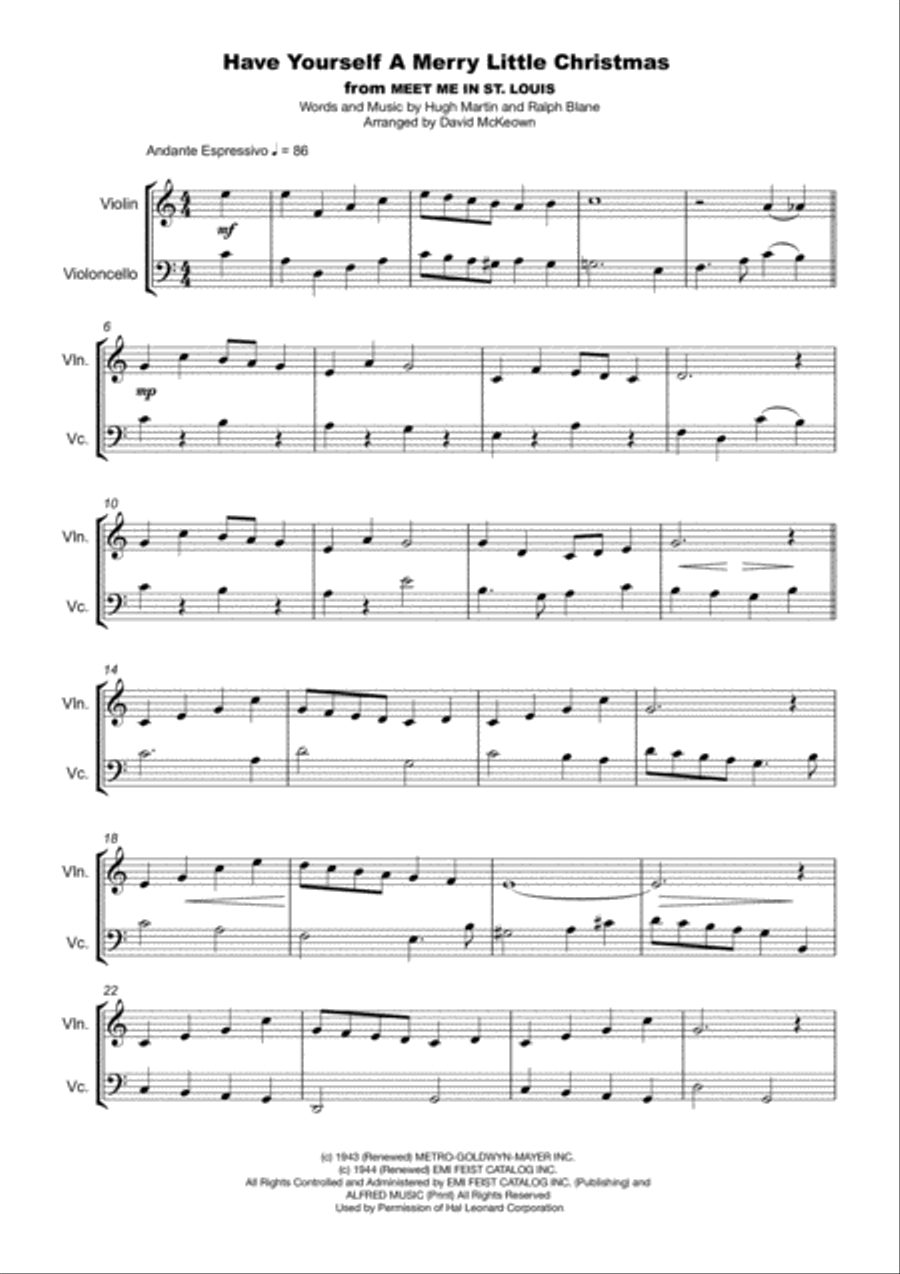 Have Yourself A Merry Little Christmas from MEET ME IN ST. LOUIS String Duet scores gallery preview page 2
