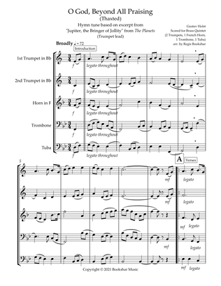 O God, Beyond All Praising (Thaxted) (Bb) (Brass Quintet - 2 Trp, 1 Hrn, 1 Trb, 1 Tuba) (Trumpet lea