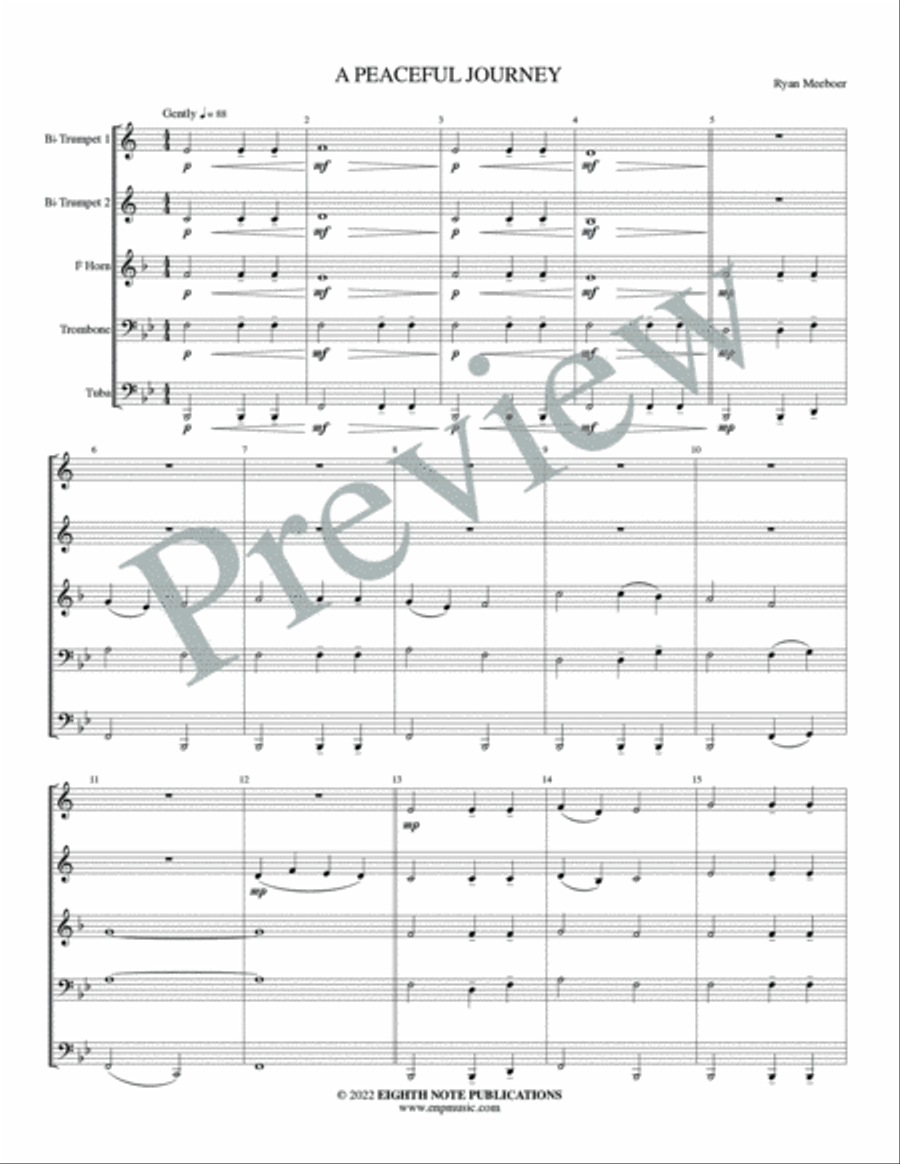 A Peaceful Journey Brass Quintet scores gallery preview page 3