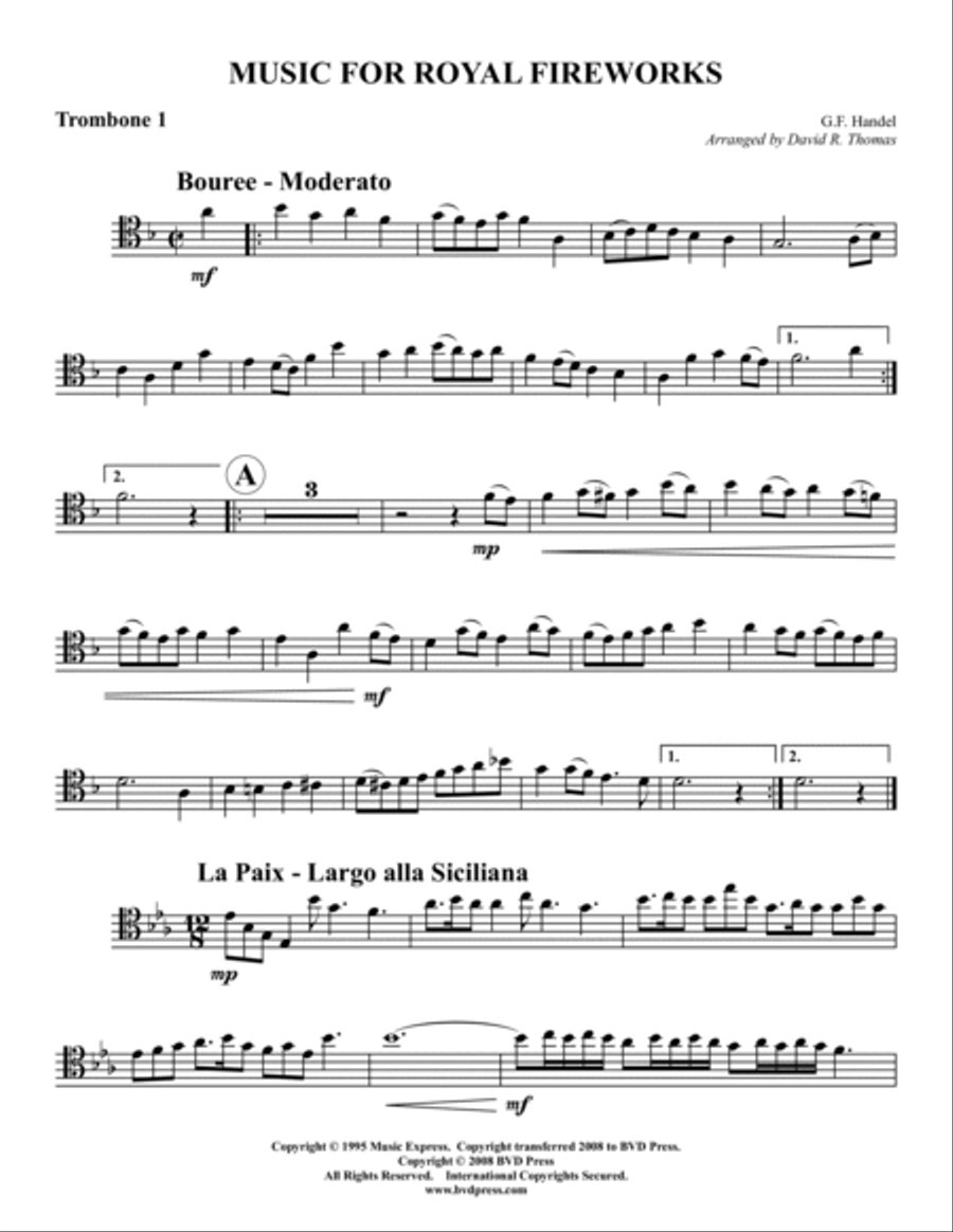 Royal Fireworks Suite Royal Fireworks Suite Trombone Quartet scores gallery preview page 5