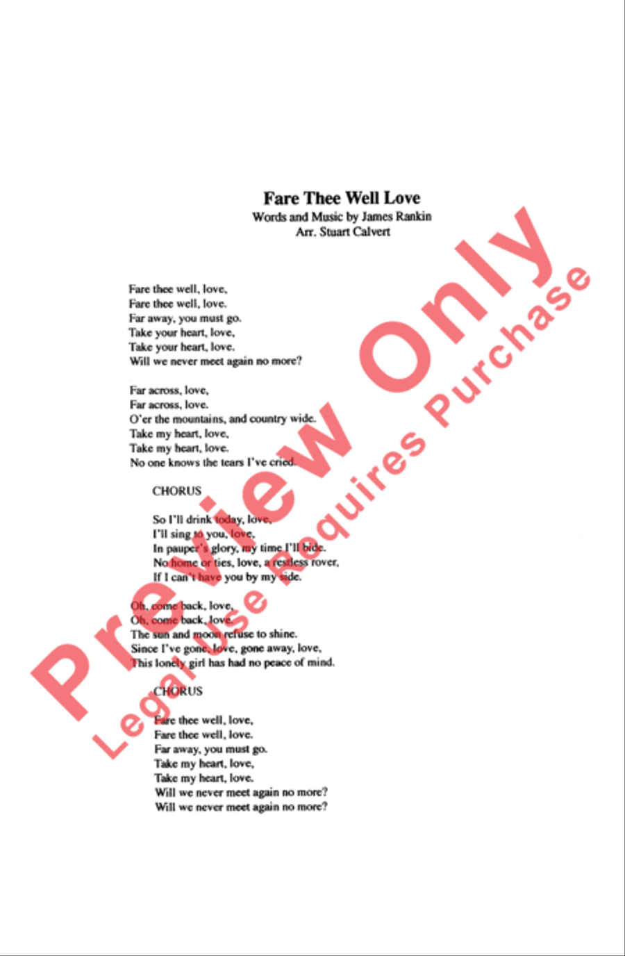 Fare Thee Well Love 4-Part scores gallery preview page 2