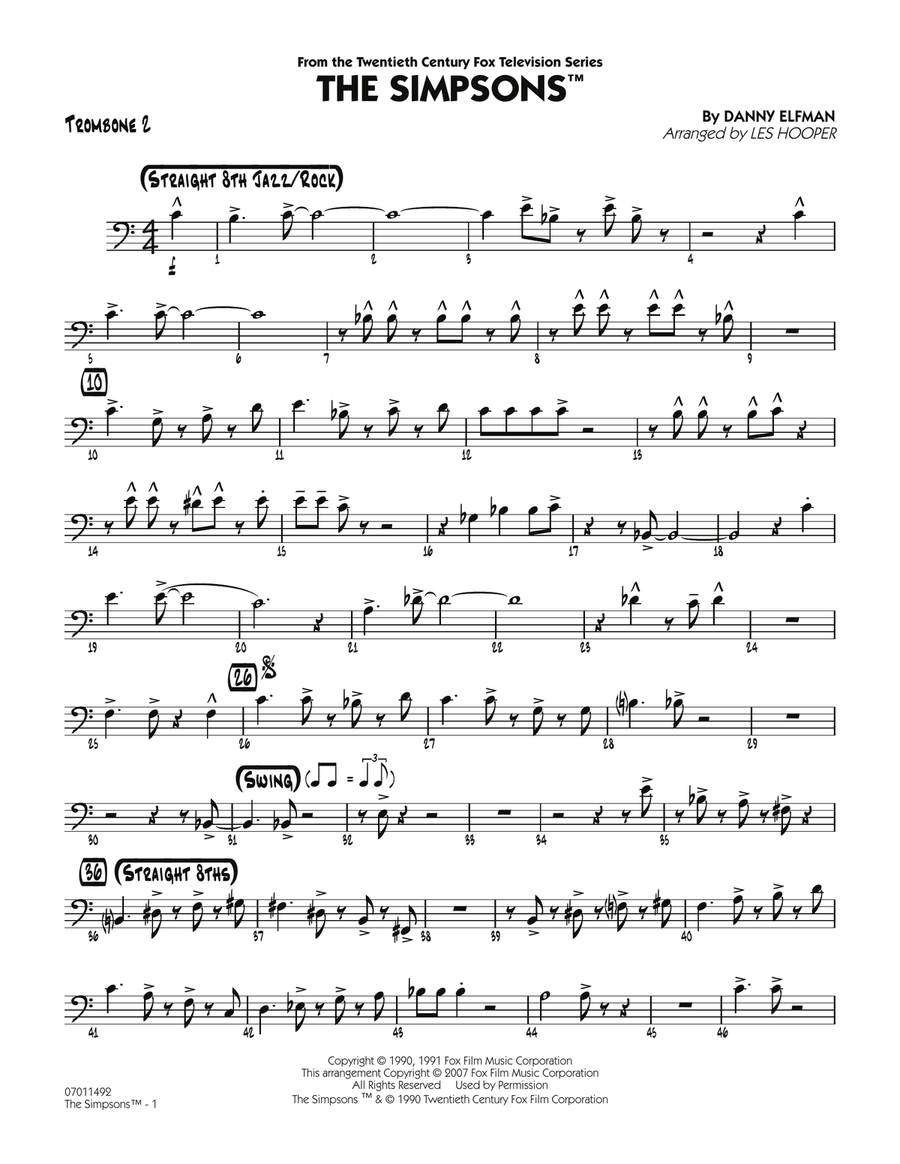 The Simpsons - Trombone 2 Jazz Ensemble scores gallery preview page 1