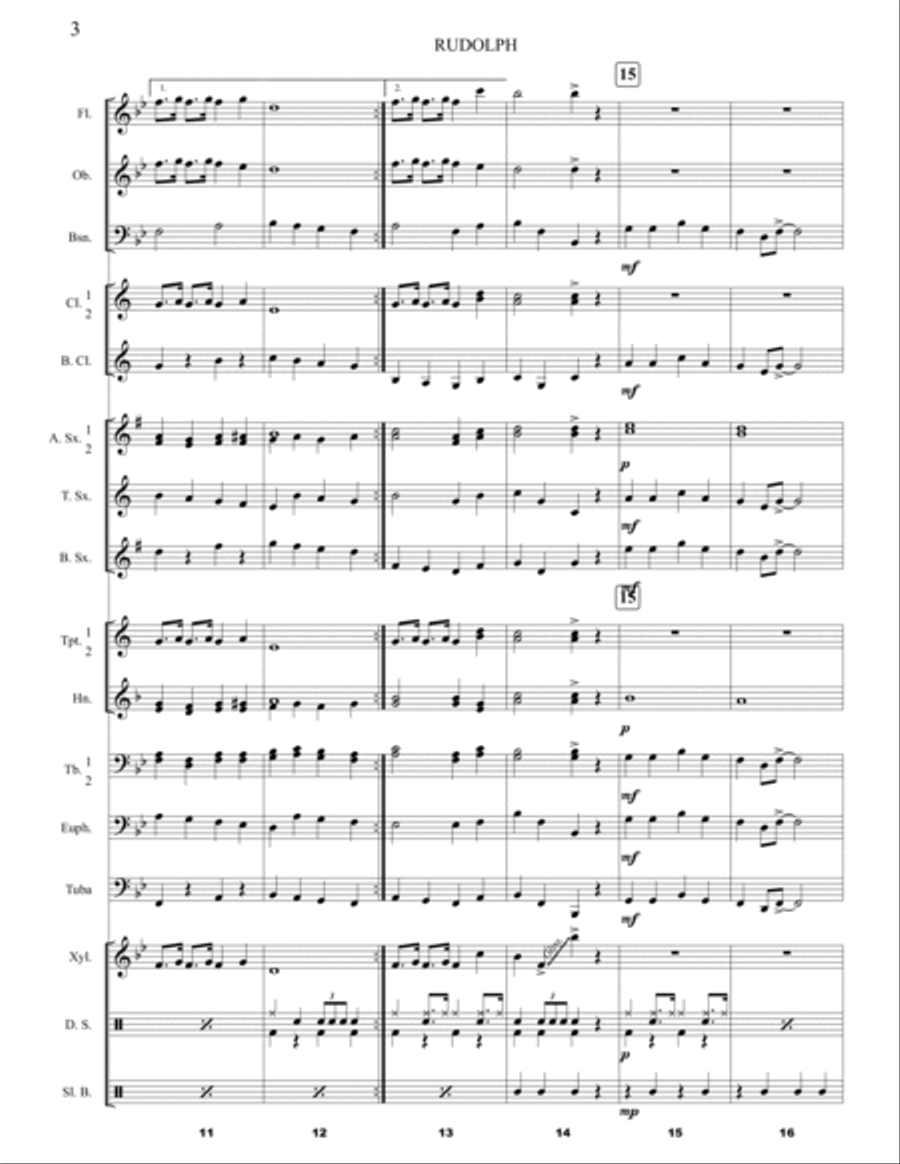 Rudolph The Red-nosed Reindeer Concert Band scores gallery preview page 6