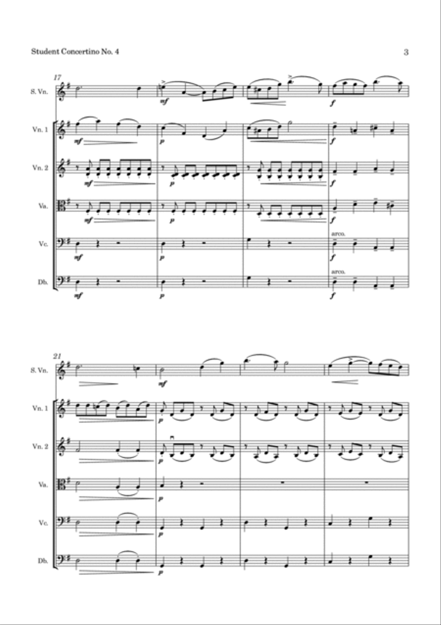 Huber Student Concertino No 4 Op. 8 for Violin and String Orchestra String Orchestra scores gallery preview page 4