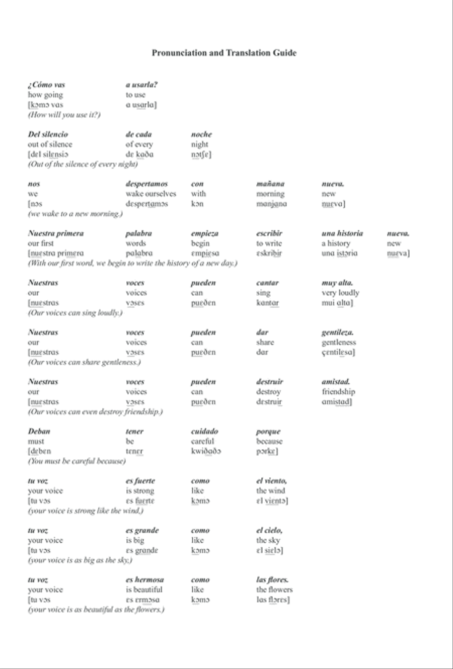 Nuestras Voces Nuestras Voces SSA scores gallery preview page 2