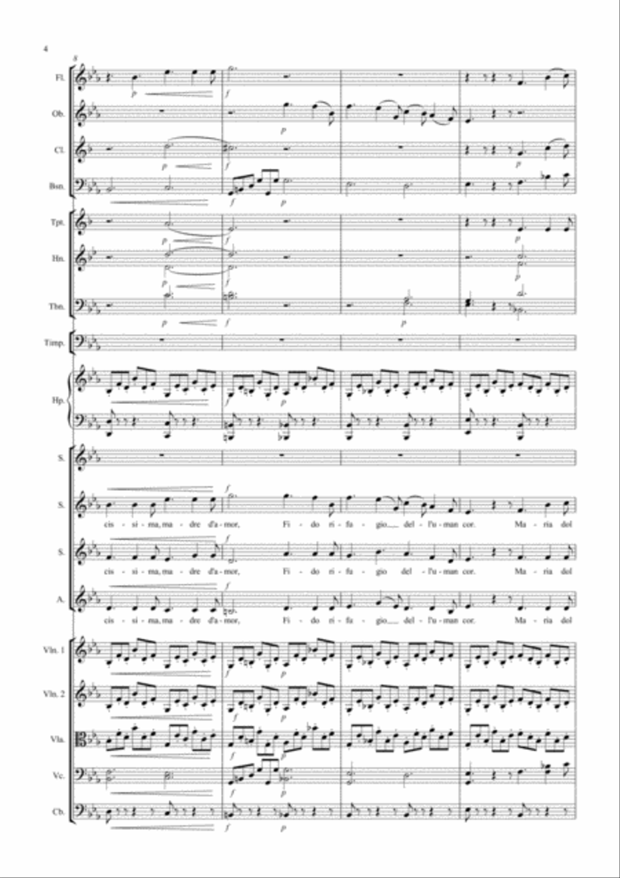 Dolcissima Maria for Soprano, Symphonic Orchestra and Choir SSA scores gallery preview page 4