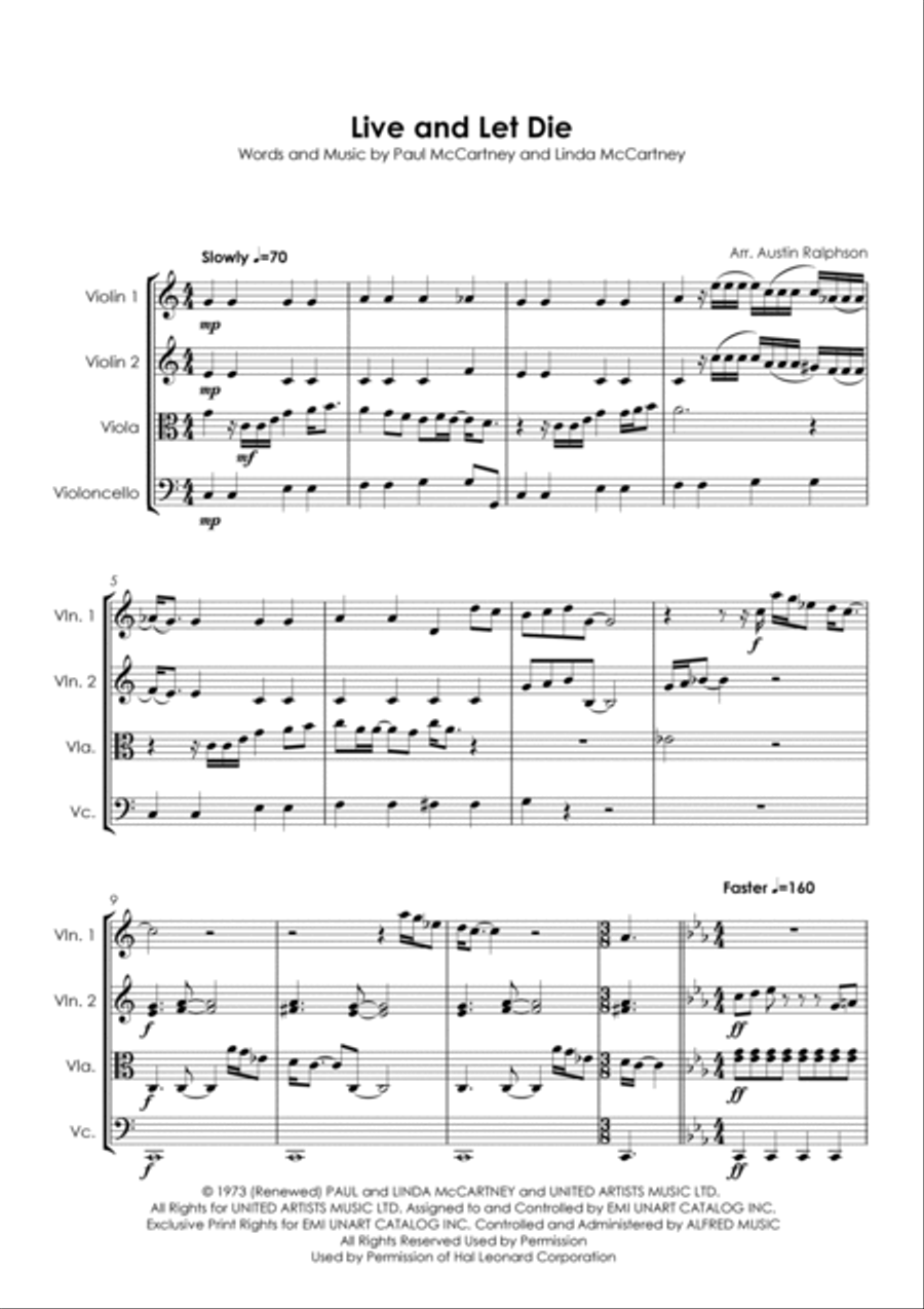 Live And Let Die String Quartet scores gallery preview page 3