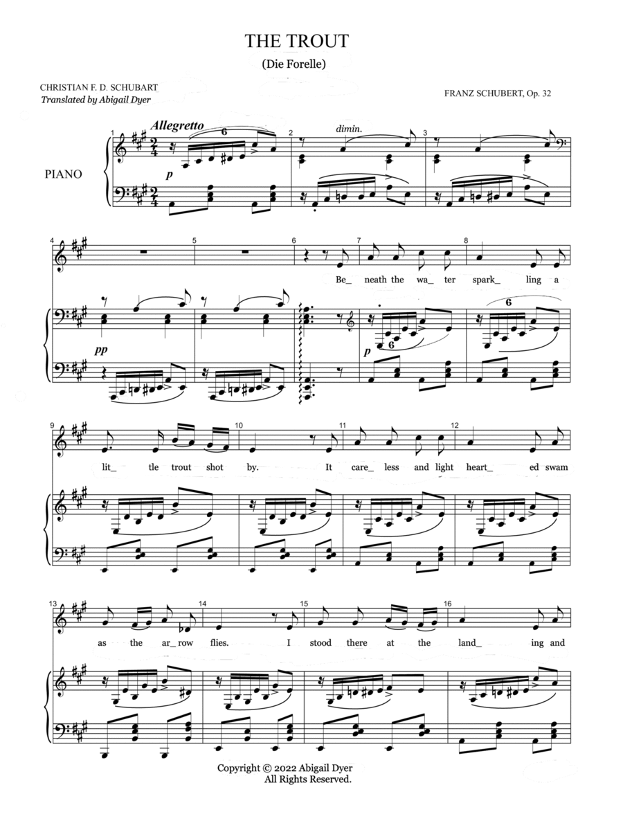 Die Forelle (The Trout) English Version Voice scores gallery preview page 1