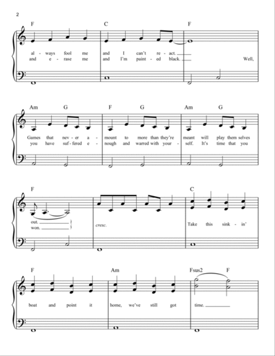 Falling Slowly (from Once) Easy Piano scores gallery preview page 2