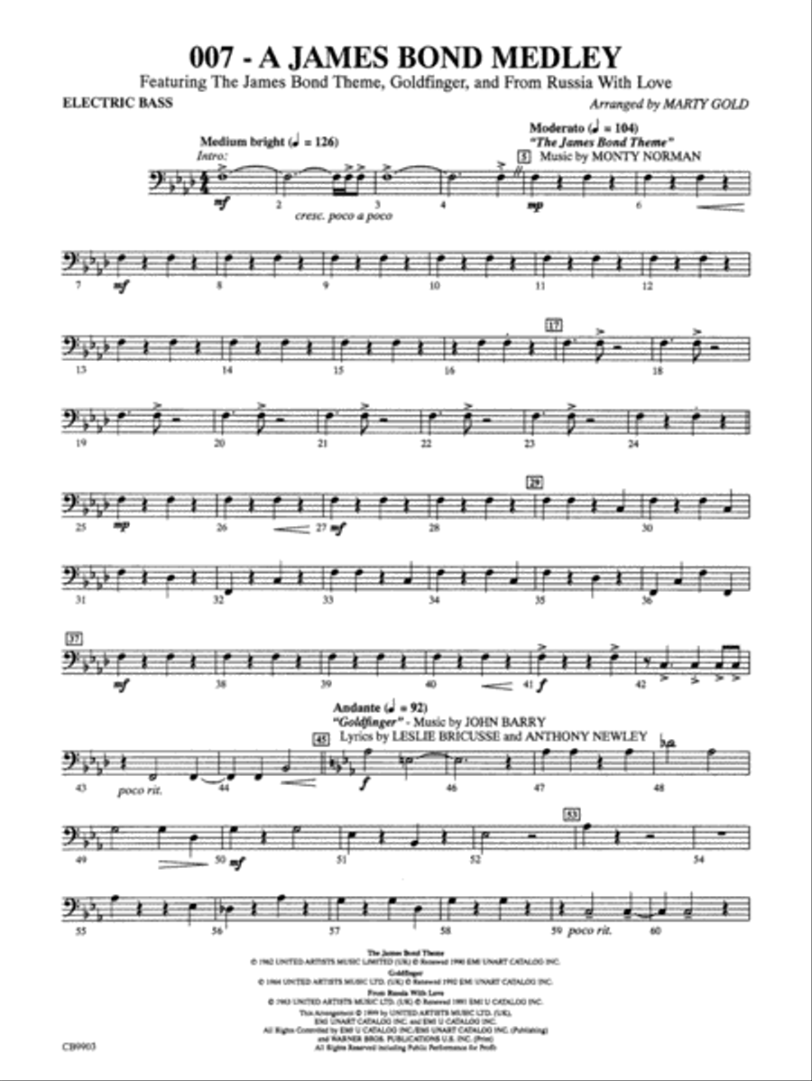 007 -- A James Bond Medley: String Bass Concert Band scores gallery preview page 1