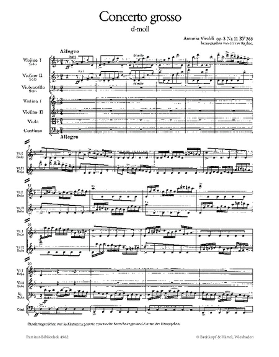 Concerto grosso in D minor Op. 3/11 RV 565 Score scores gallery preview page 2