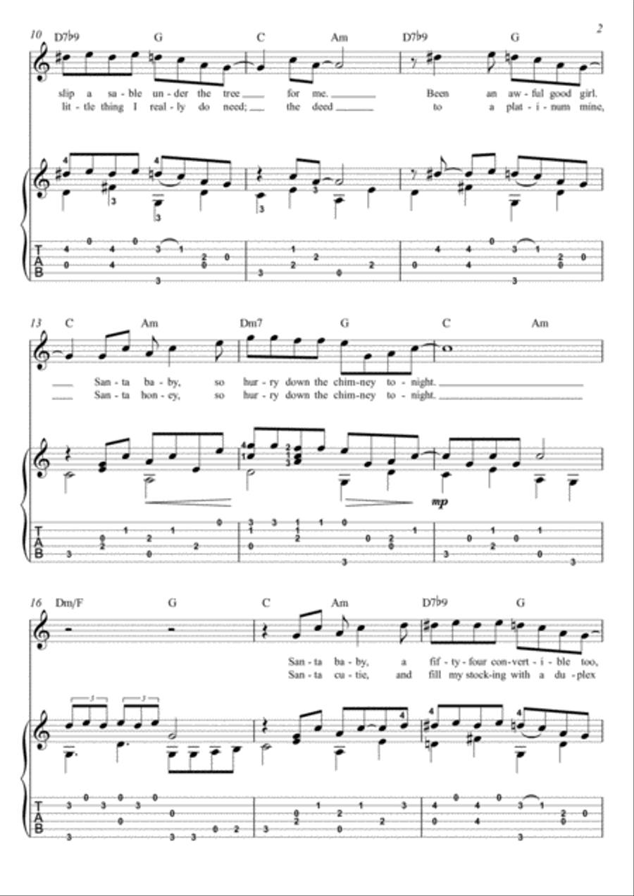 Santa Baby Guitar Tablature scores gallery preview page 2