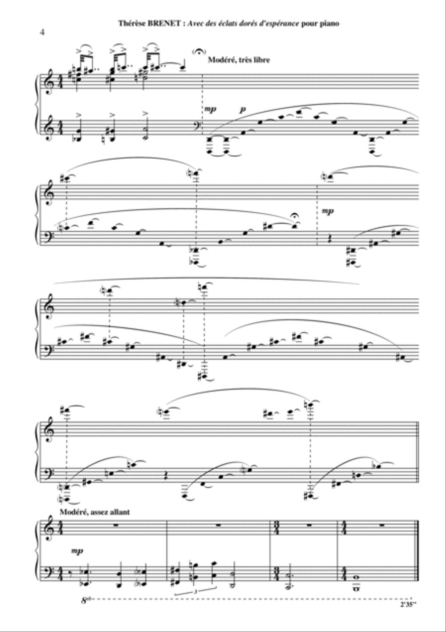 Thérèse Brenet - Avec des éclats dorés d'espérance for piano Piano Solo scores gallery preview page 4