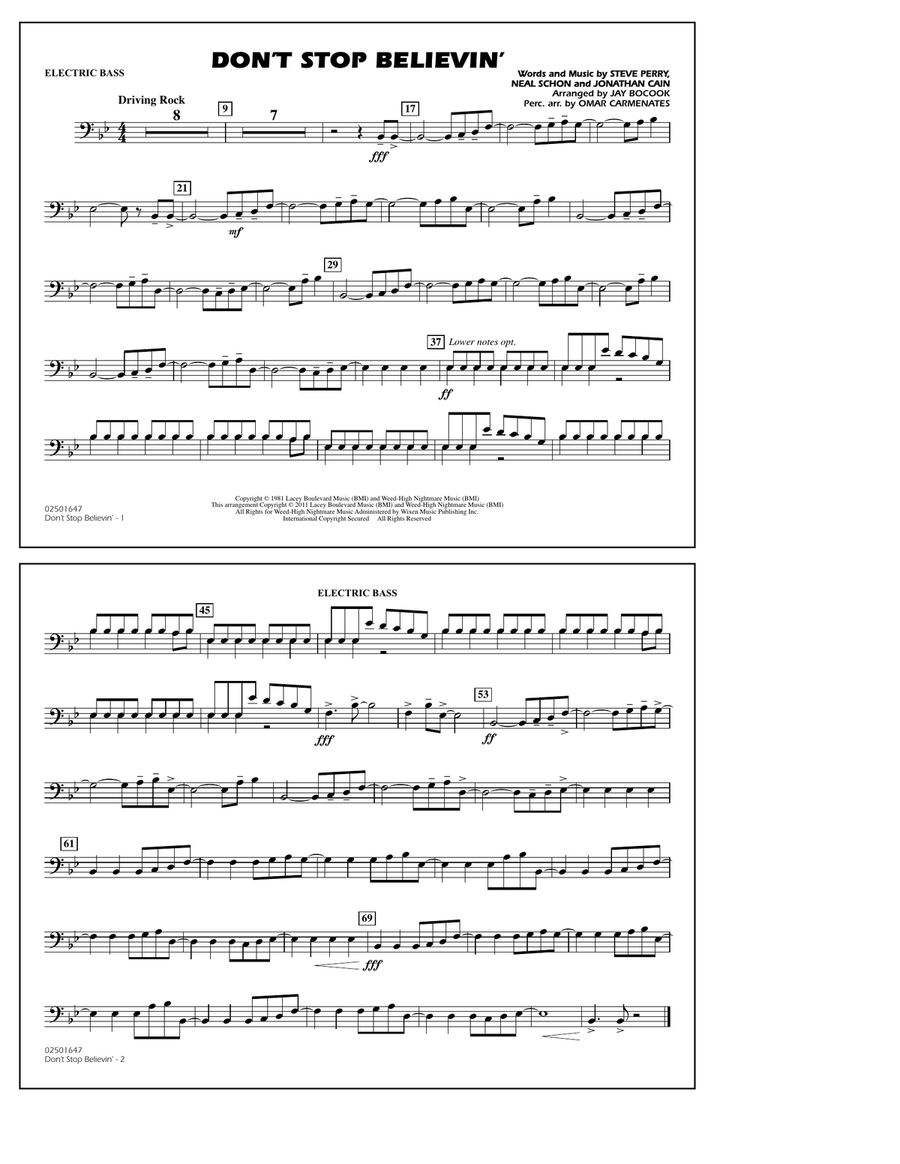 Don't Stop Believin' - Electric Bass