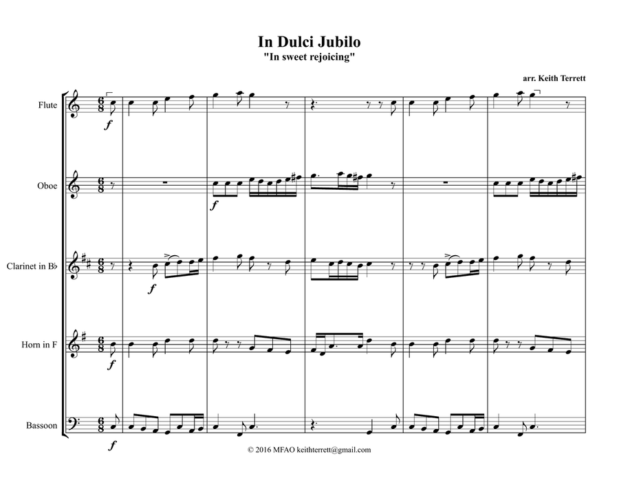 In Dulce Jubilo for Wind Quintet Woodwind Quintet scores gallery preview page 2